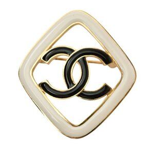 CHANEL Black Diamond Logo Brooch